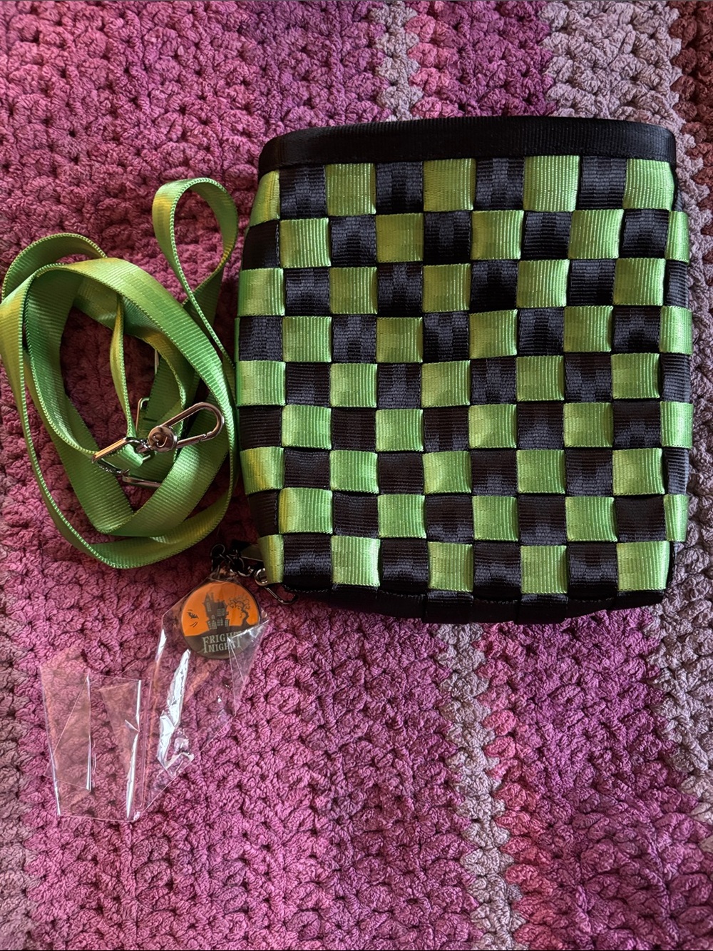 Harvey’s Green and black mini Madison crossbody
